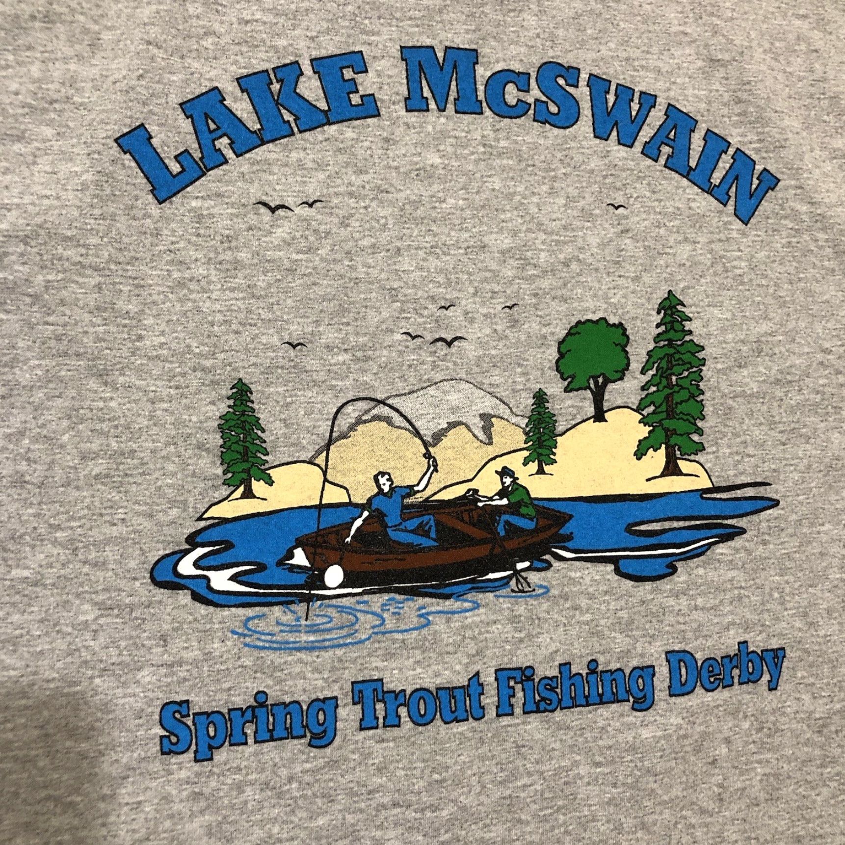Vintage VINTAGE Port and Company T-Shirt Unisex Adults Lake McSwain California Spring Trout Fishing Derby Gray M Size US M / EU 48-50 / 2 - 6 Thumbnail