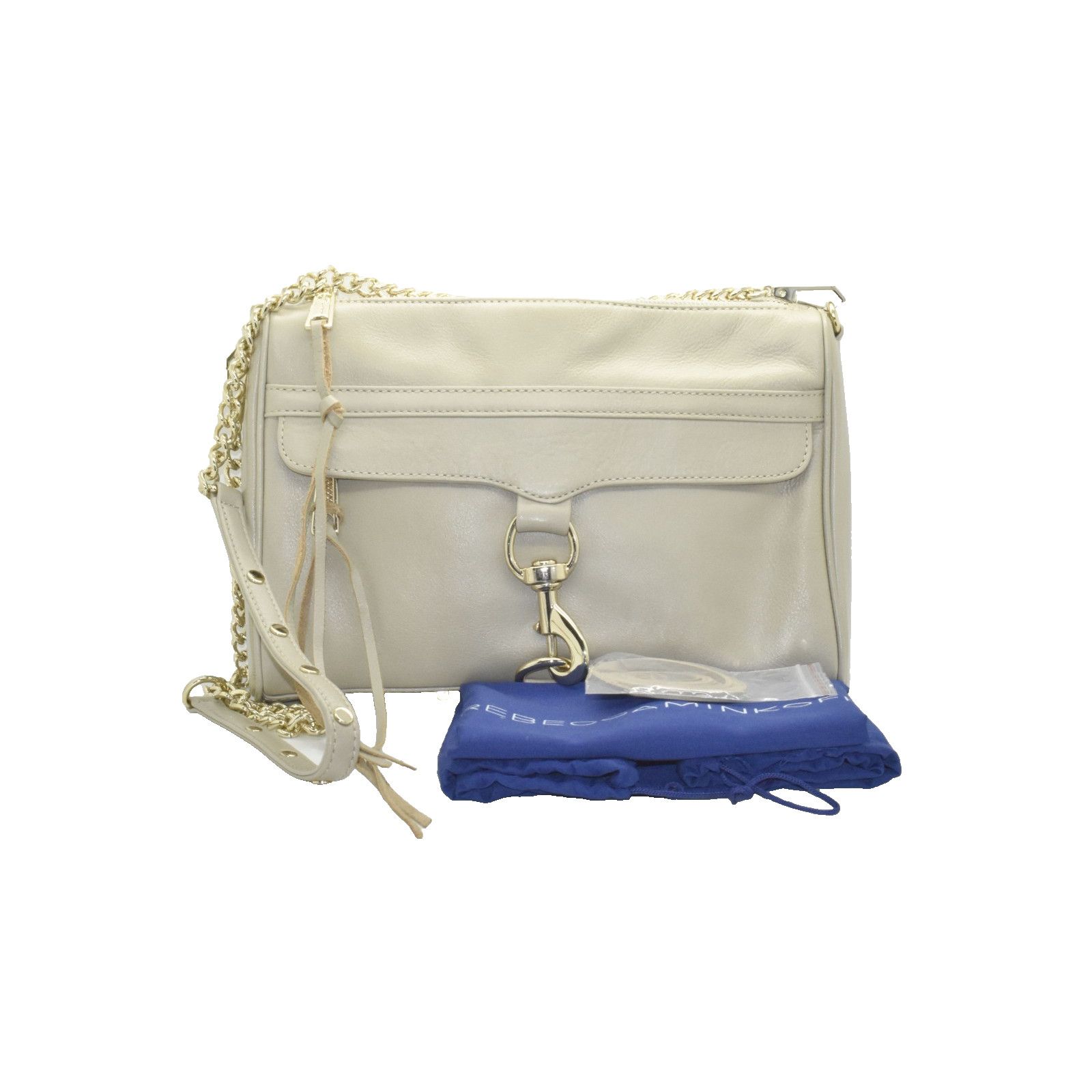NEW REBECCA MINKOFF Cream Leather Tassel Crossbody Chain Bag