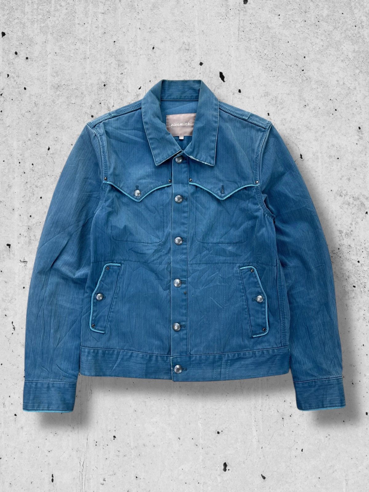 Designer × Japanese Brand × Vintage 🔥Vintage Hiromichi Nakano Indigo Western Jacket Size US L / EU 52-54 / 3 - 3 Thumbnail