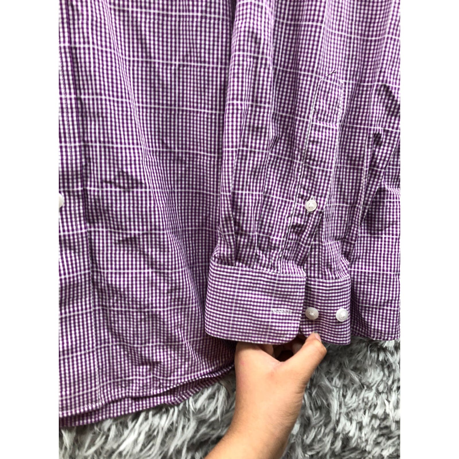 Vintage Buttoned Down Shirt XXL Mens Purple Plaid Long Sleeve Button-Down Collar Shirt Size US XXL / EU 58 / 5 - 2 Thumbnail