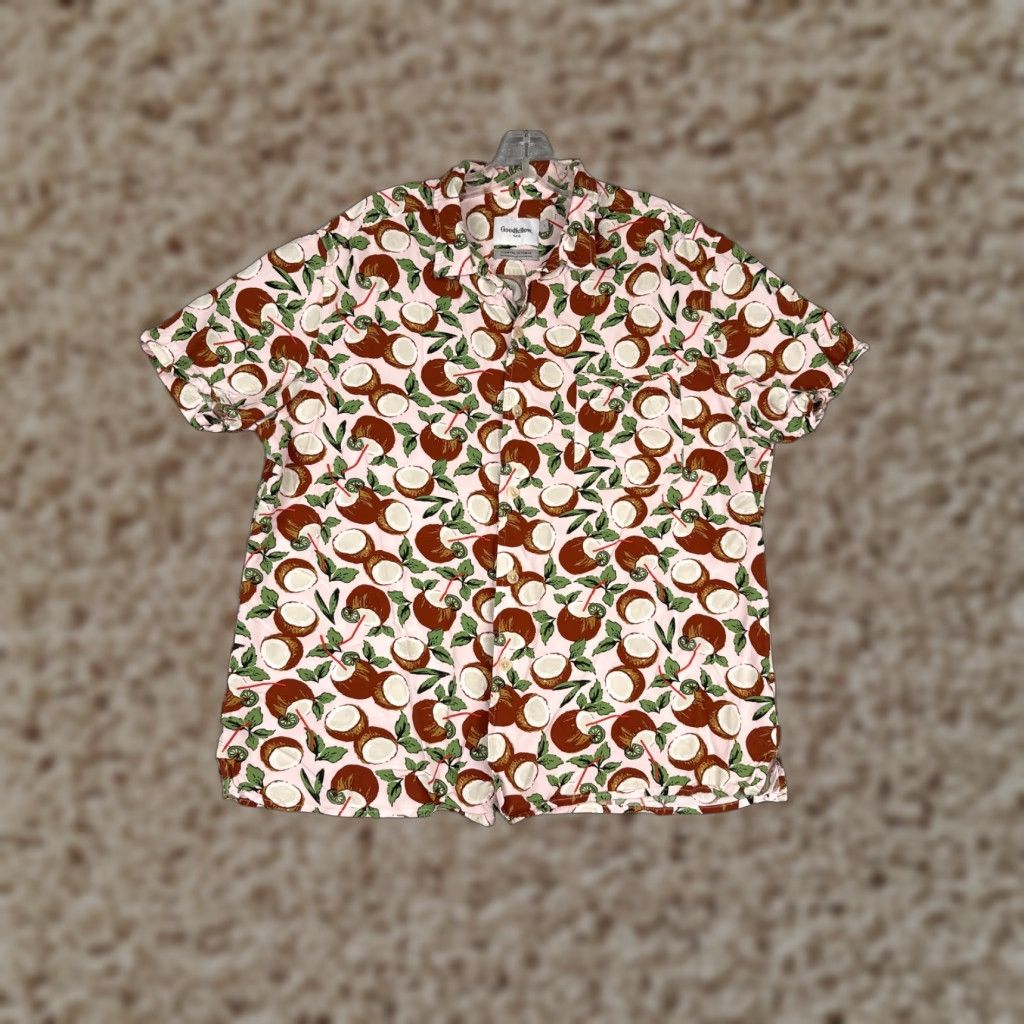 Vintage Goodfellow & Co Shirt Adult Large Pink Hawaiian Floral All Over Print Rayon Button-Up Mens Size US L / EU 52-54 / 3 - 1 Thumbnail