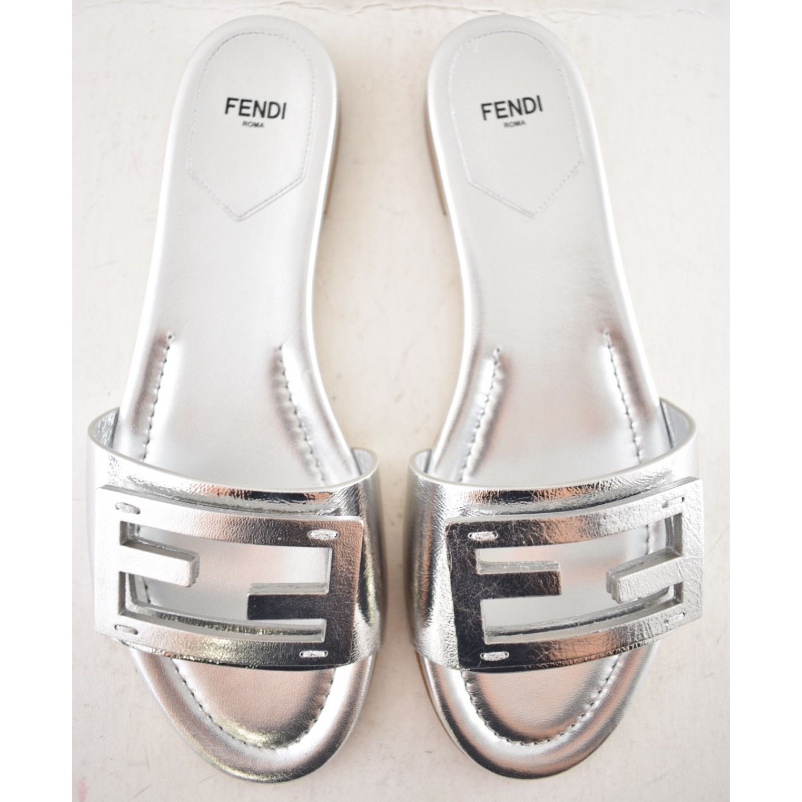 Fendi Fendi Baguette Leather FF Monogram Mule Slide Sandal 39 Size US 9 / IT 39 - 12 Thumbnail