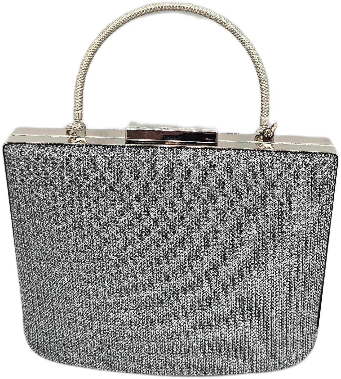 The Unbranded Brand Elegant Silver Evening Clutch Bag with Chain Strap Size ONE SIZE - 3 Thumbnail