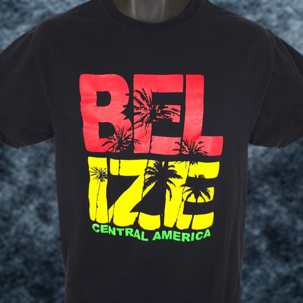 Fruit Of The Loom VINTAGE Belize T Shirt Mens Size Medium Black Central America Travel Destination Tee Size US M / EU 48-50 / 2 - 1 Thumbnail