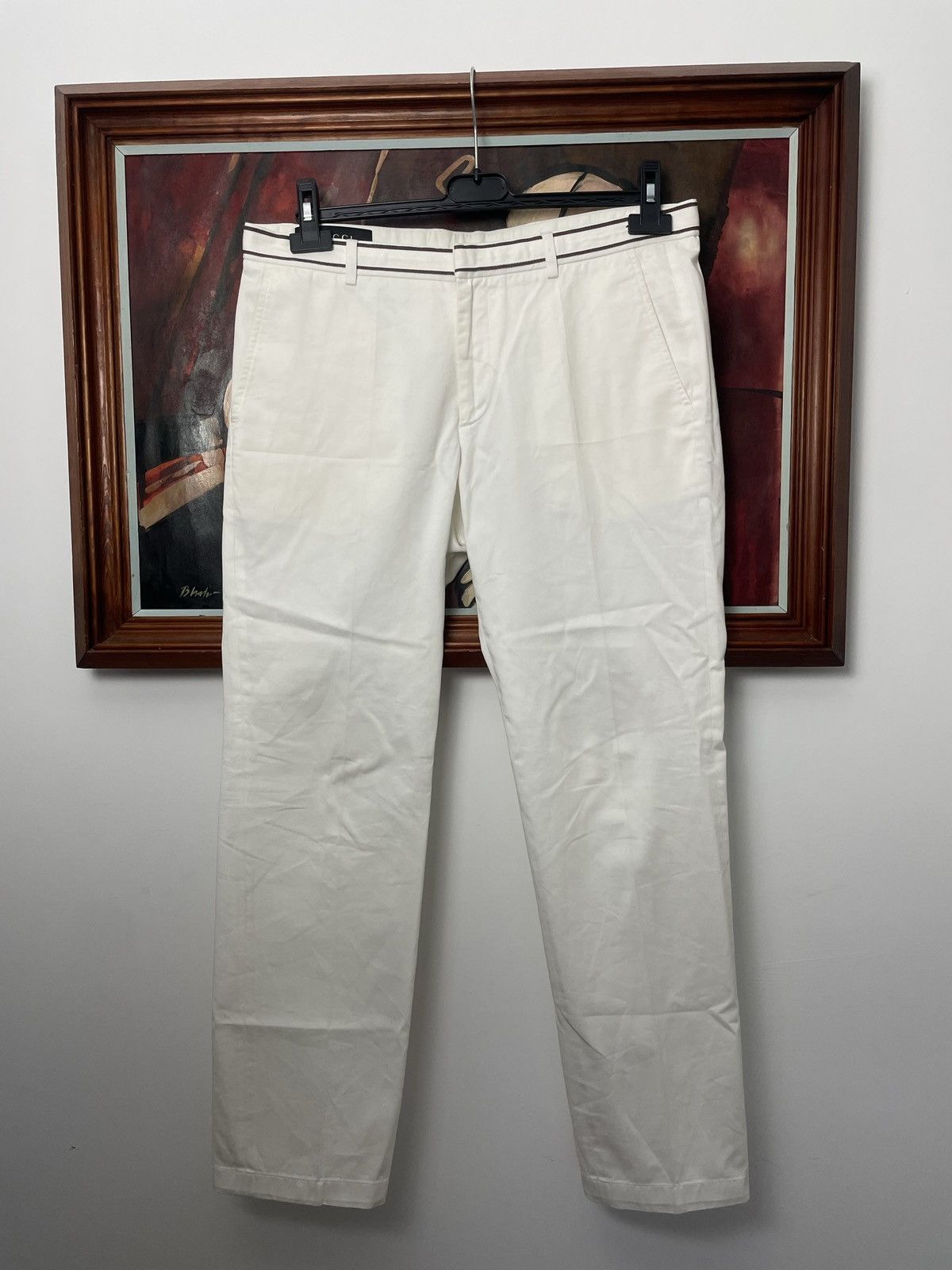 Gucci Vintage Y2k Gucci White Slim Skinny Pant Luxury Designer Size US 33 - 1 Thumbnail