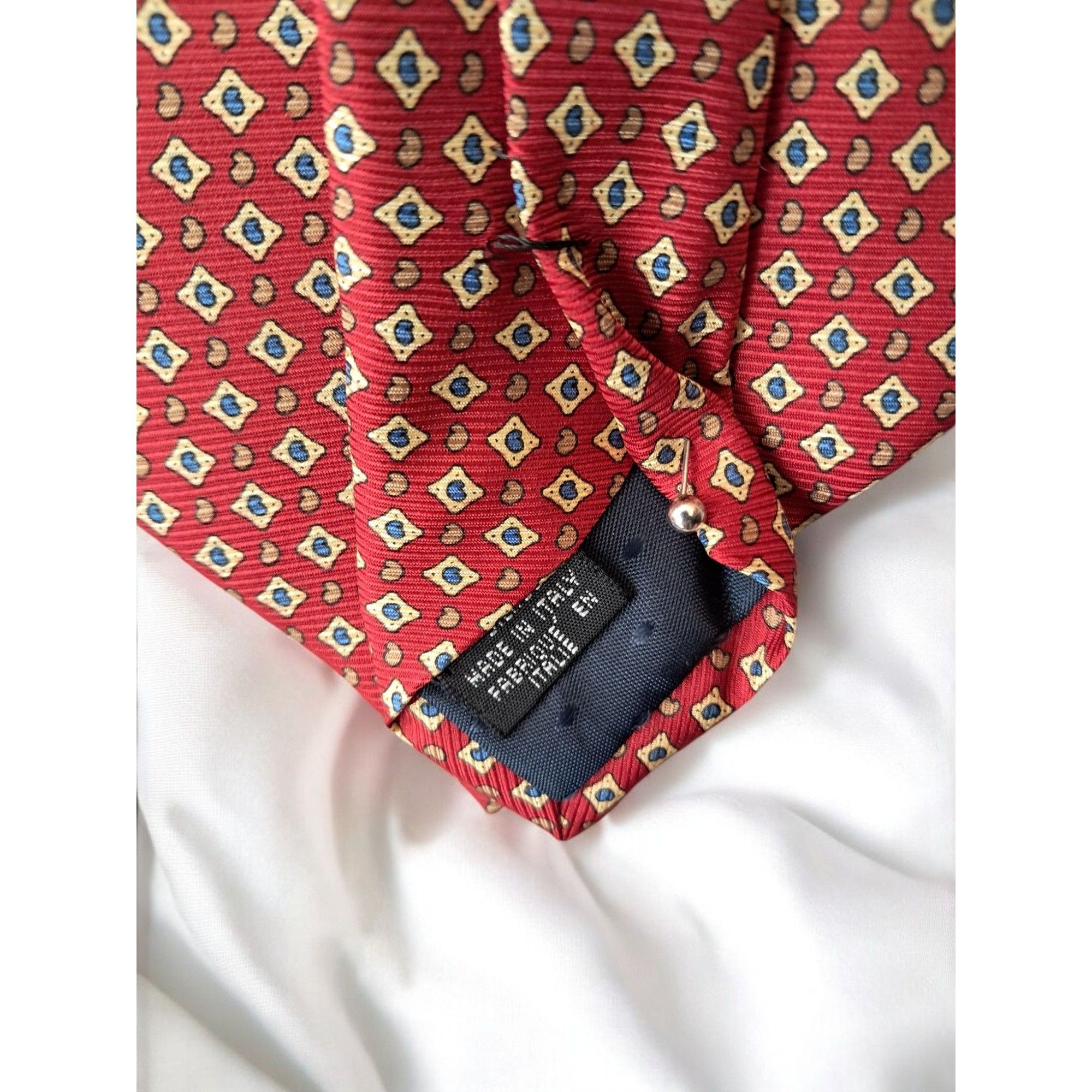 Vintage Vintage Giulio Randi Red Geometric Silk Tie – Made in Italy Size ONE SIZE - 6 Thumbnail