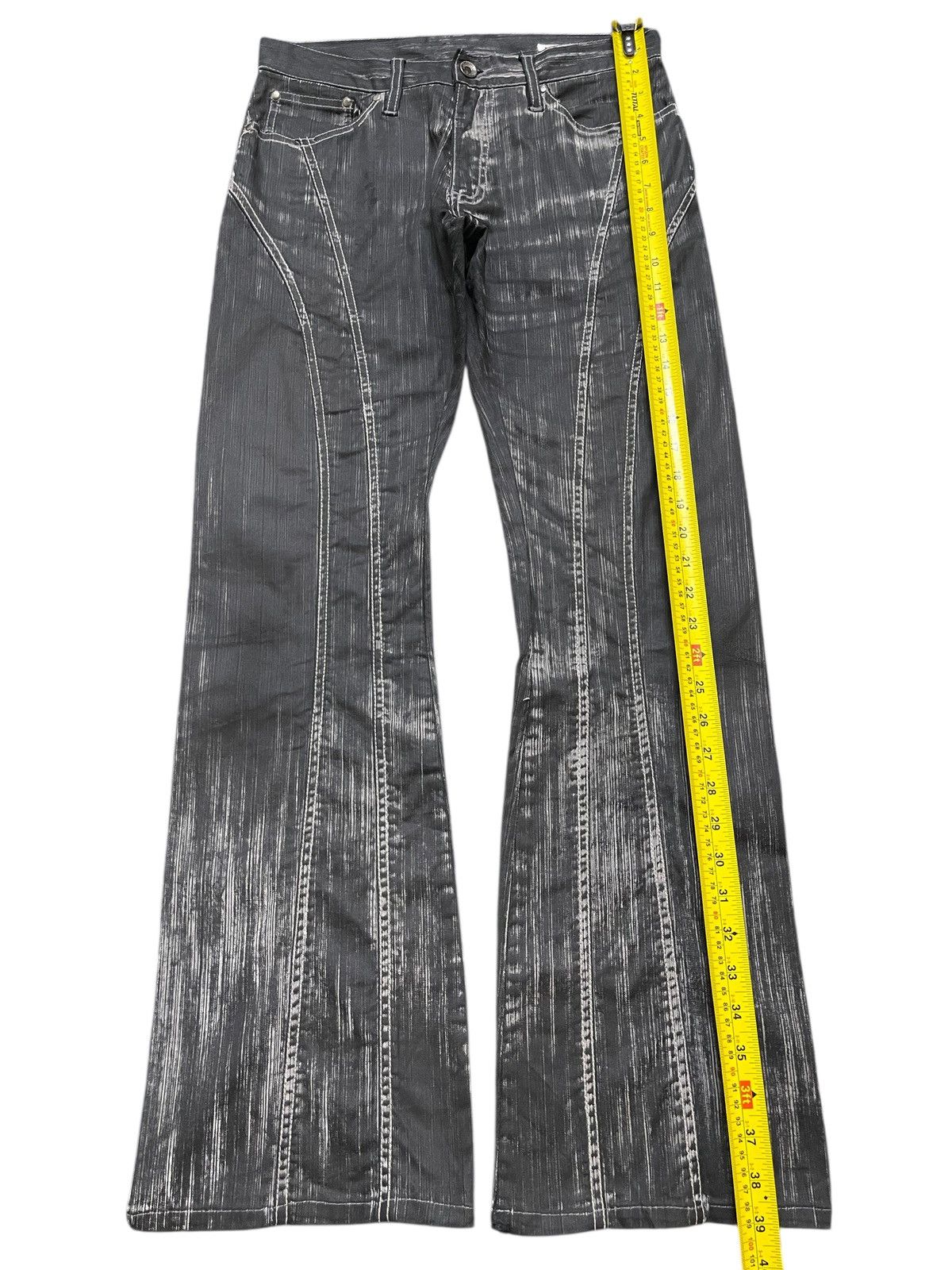In The Attic Vintage Japan In The Attic Faded Wash Spiral Flocked Flare Size US 29 - 12 Thumbnail