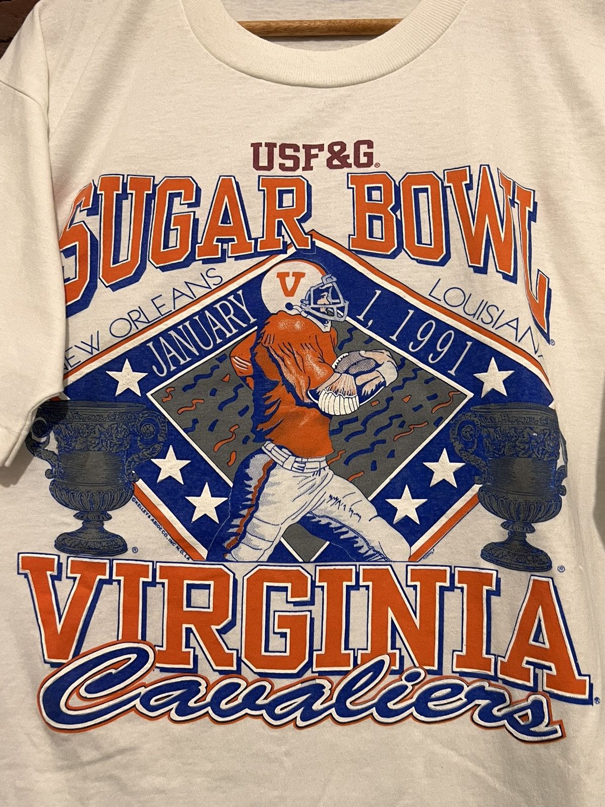 NCAA Vaintage 1991 90s Sugar Bowl Virginia Cavaliers Football Tee Size US XXL / EU 58 / 5 - 3 Thumbnail