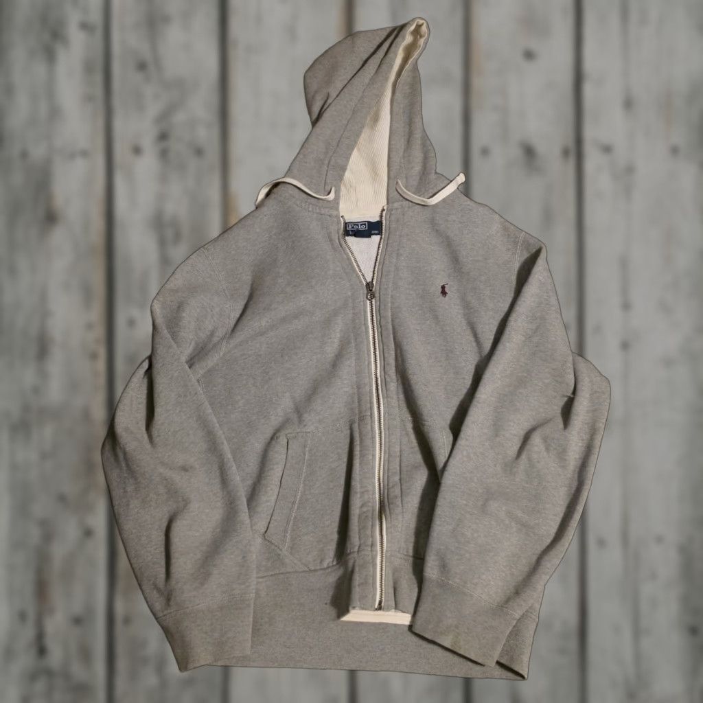 Polo Ralph Lauren VINTAGE Polo Ralph Lauren Hoodie Full Zip Gray XL Men Waffle Knit Hooded Modern/90s Style Size US XL / EU 56 / 4 - 1 Thumbnail