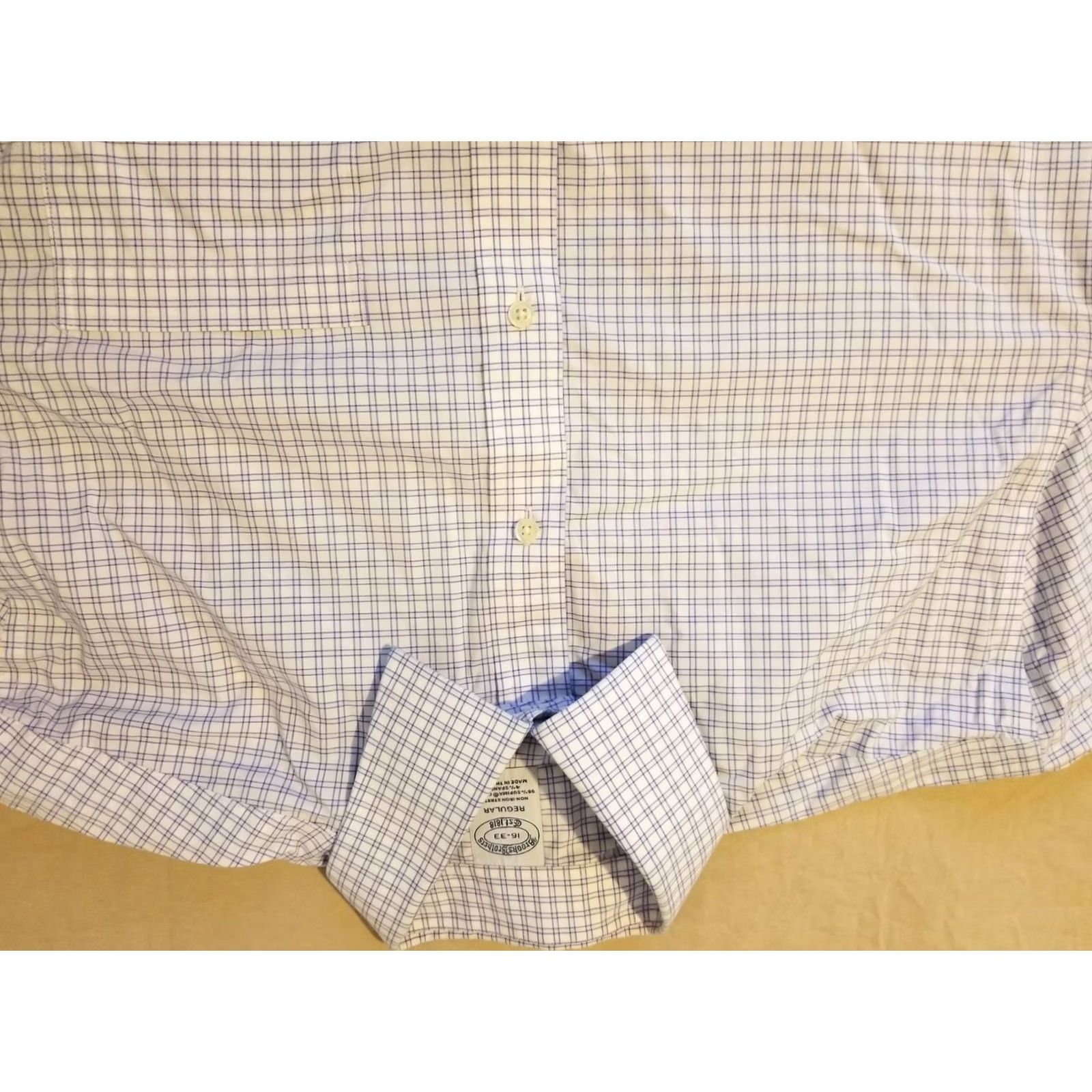 Brooks Brothers VINTAGE? No. Brooks Brothers Dress Shirt 16 33 Blue White Button Cotton 16 Shirt Men Regular Long Sleeve Non-Iron Facility: United States Size 42R - 2 Thumbnail