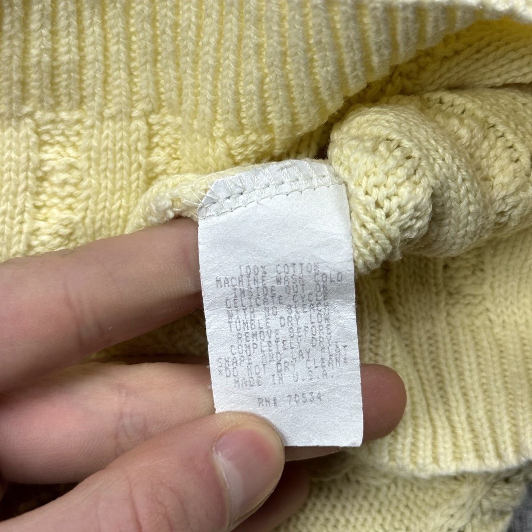 Orvis VINTAGE 90s Orvis Women's Cable Knit Pullover Sweater Size L Butter Yellow Long Sleeve Regular Fit Size L / US 10 / IT 46 - 4 Thumbnail