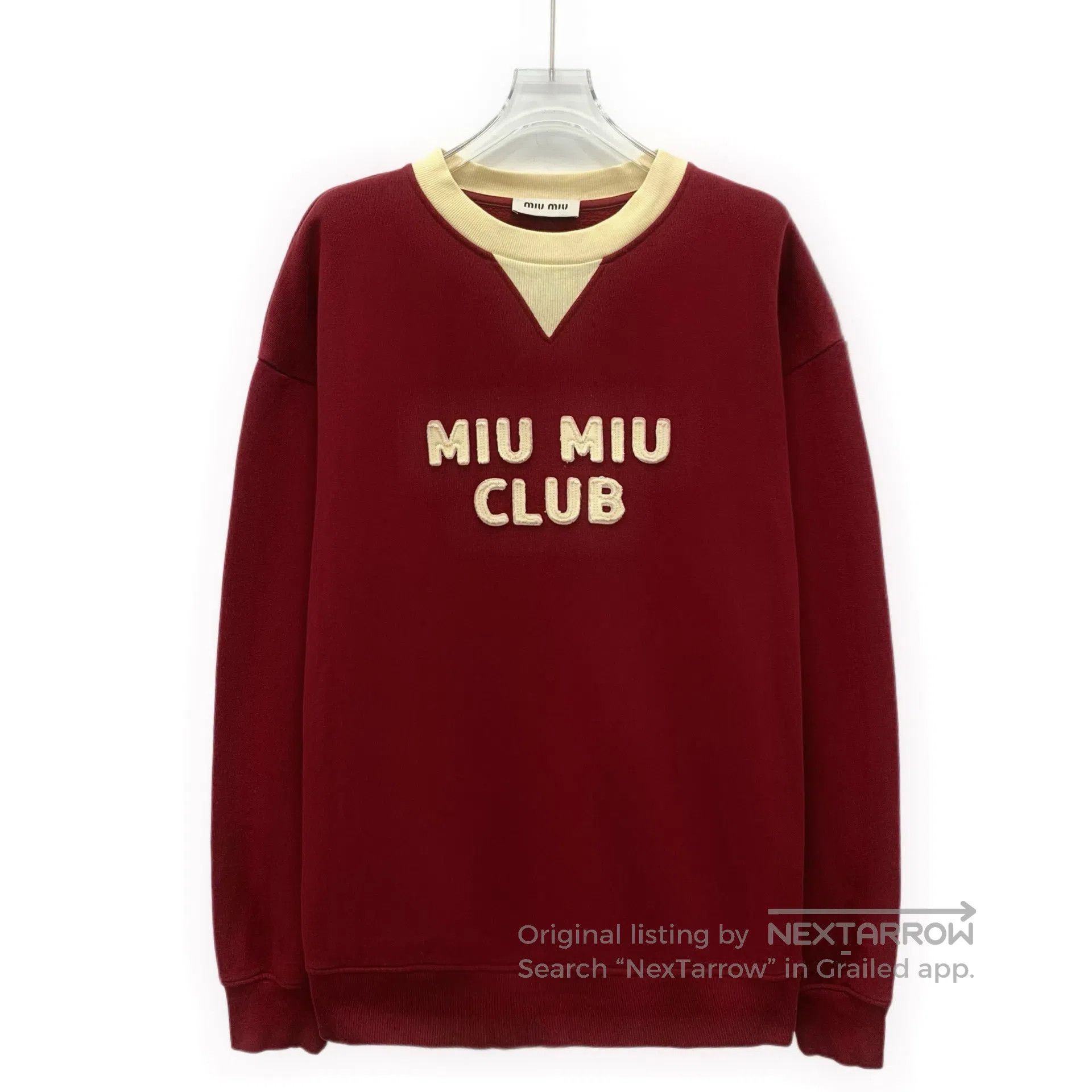 Miu Miu Miu Miu Dark red logo lettering embroidery cotton round-ne Size M / US 6-8 / IT 42-44 - 1 Thumbnail
