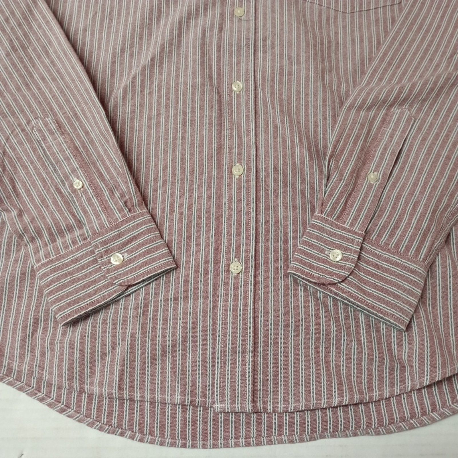 Chaps Chaps Seacoast Oxford Woven Shirt Men XL Pomegranate Striped Size US XL / EU 56 / 4 - 2 Thumbnail