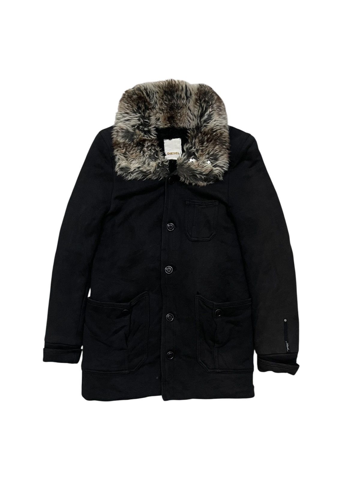 Diesel 2000s DIESEL MINK FUR FLEECE LINEN BUTTON UP JACKET Size US XXS / EU 40 - 1 Thumbnail