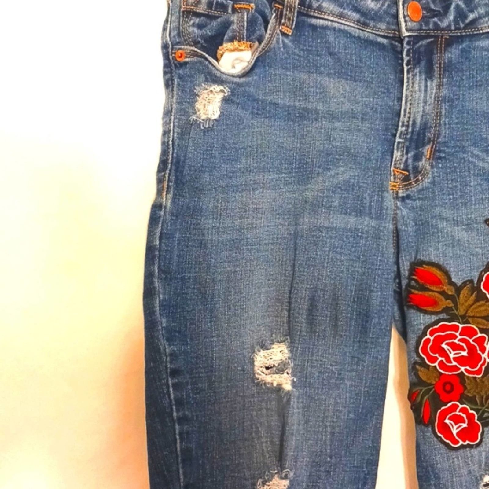 Old Navy Old Navy ROSES Jeans Sz 10 Blue Distess Bohemian Cottagecore Size 30" / US 8 / IT 44 - 7 Thumbnail