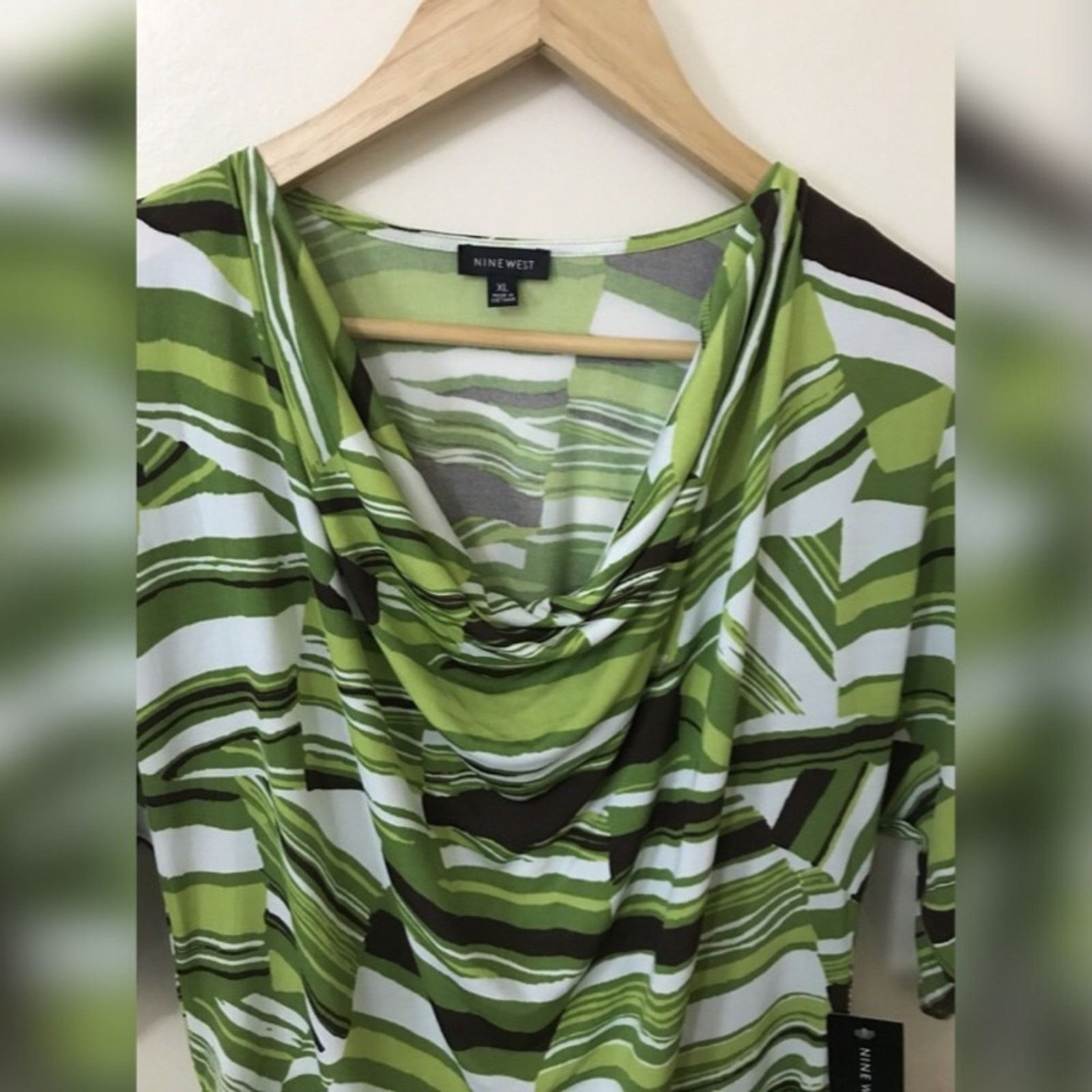 Nine West NWT $69 Nine West Palm Multi Color Blouse Size XL / US 12-14 / IT 48-50 - 2 Thumbnail