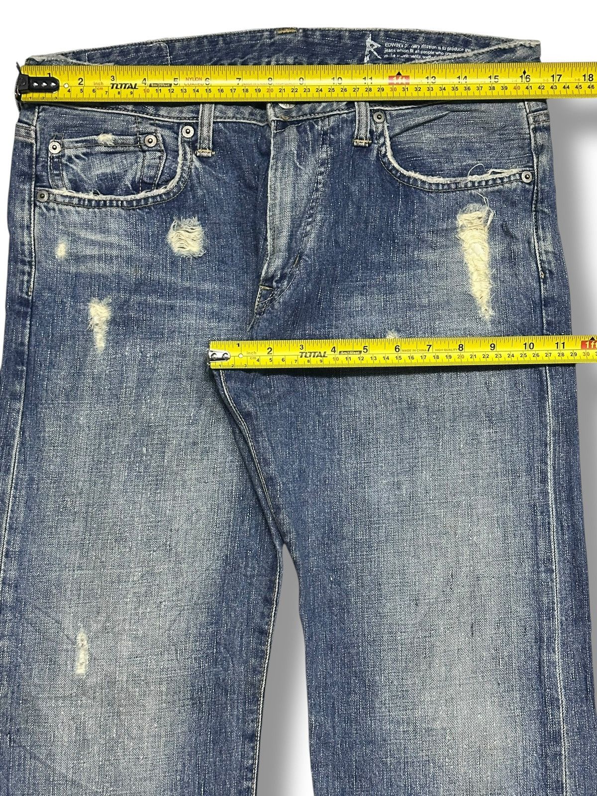 Edwin Edwin 502R Vintage 90's Distressed Baggy Loose & Faded Wash Size US 33 - 13 Thumbnail