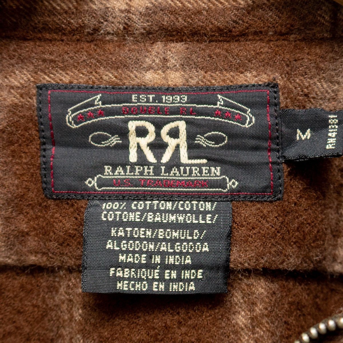RRL Ralph Lauren × Vintage Double RRL Ralph Lauren Brown Plaid Half Zip Flannel Shirt Size US M / EU 48-50 / 2 - 4 Thumbnail