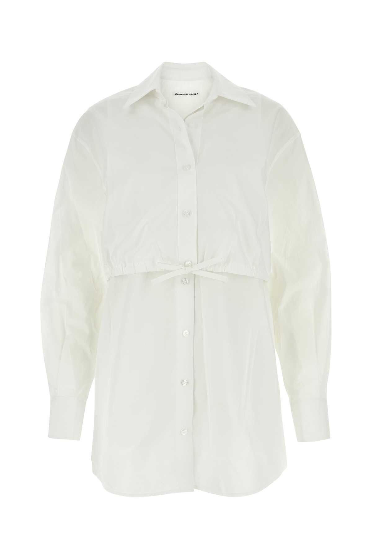 image of T By Alexander Wang White Poplin Shirt Dress, Women's (Size Medium)