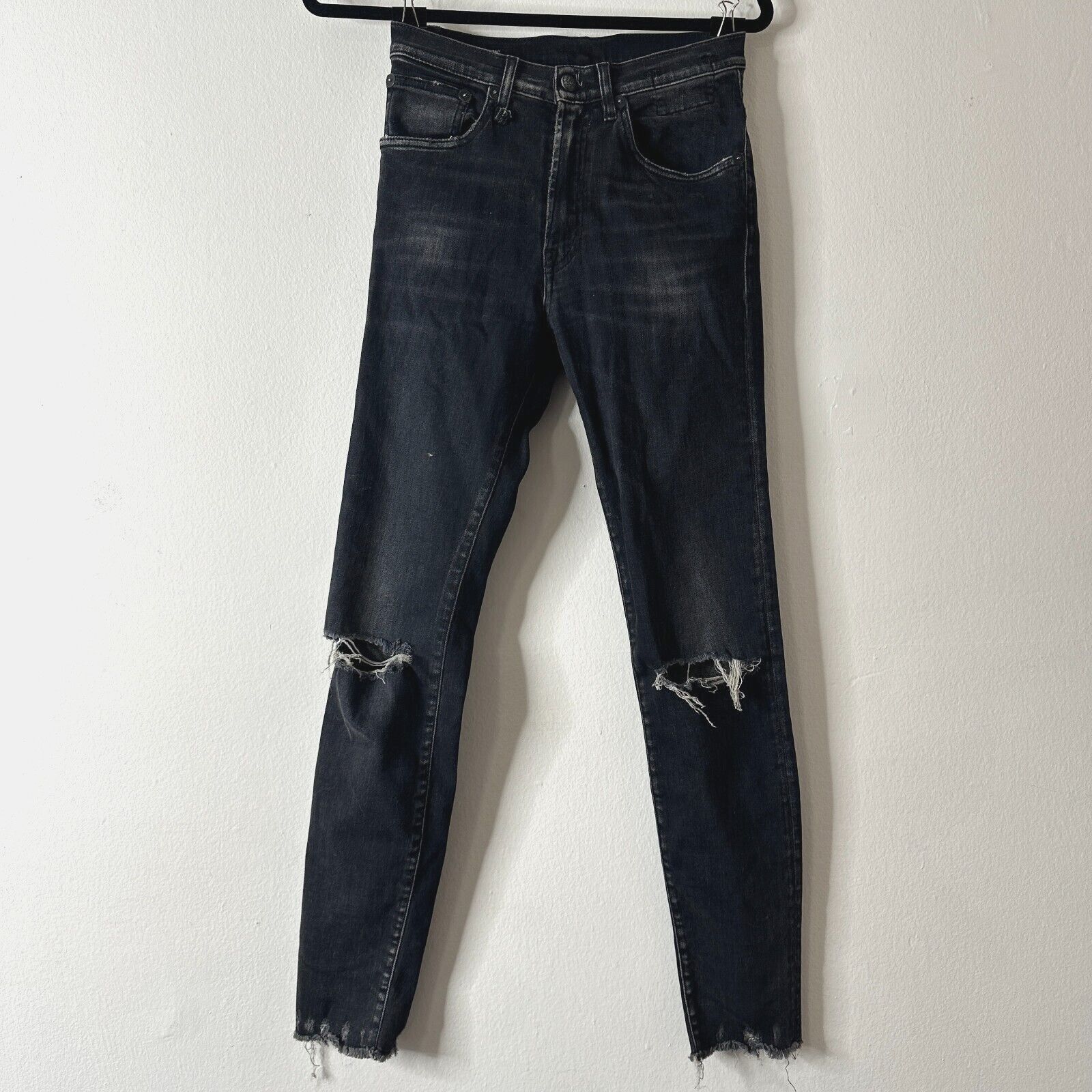 R13 R13 Aiden Stone Wash Skinny Jeans Distressed Knees & Hem 26 Size 26" / US 2 / IT 38 - 1 Thumbnail