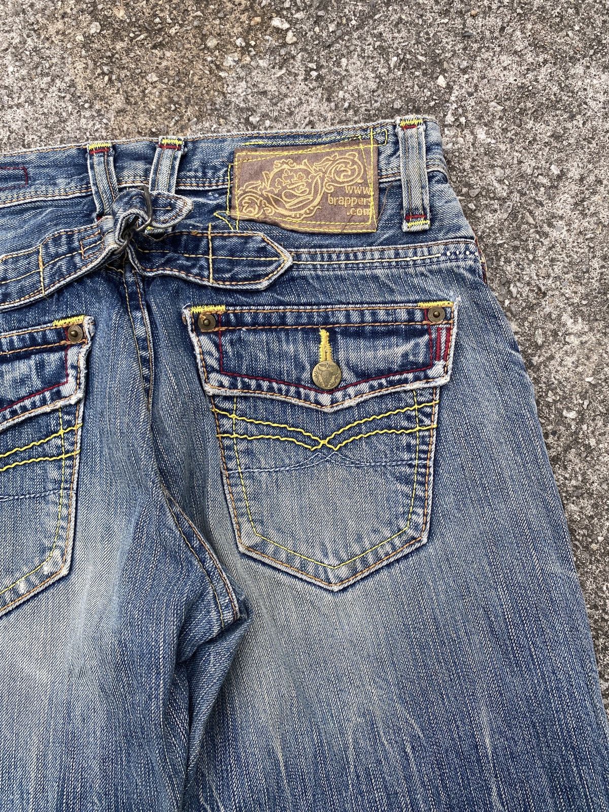 Japanese Brand Flare Brappers Japan Buckle Back Faded Distressed Denim Size US 28 / EU 44 - 15 Thumbnail