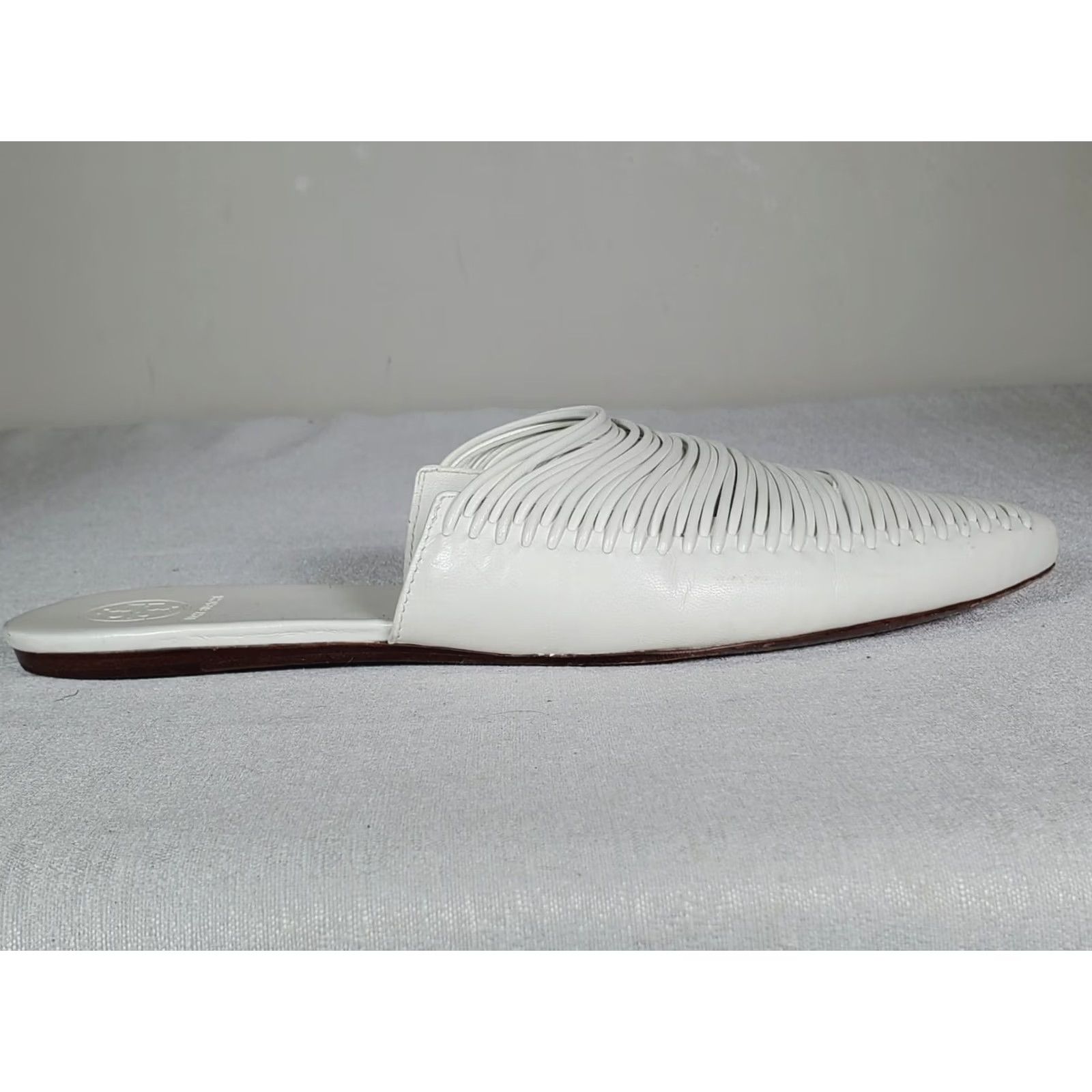 Tory Burch Tory Burch Sienna Flat Slide Mestico White Woven Leather Sandals Women's US 7 M Size US 7 / IT 37 - 3 Thumbnail