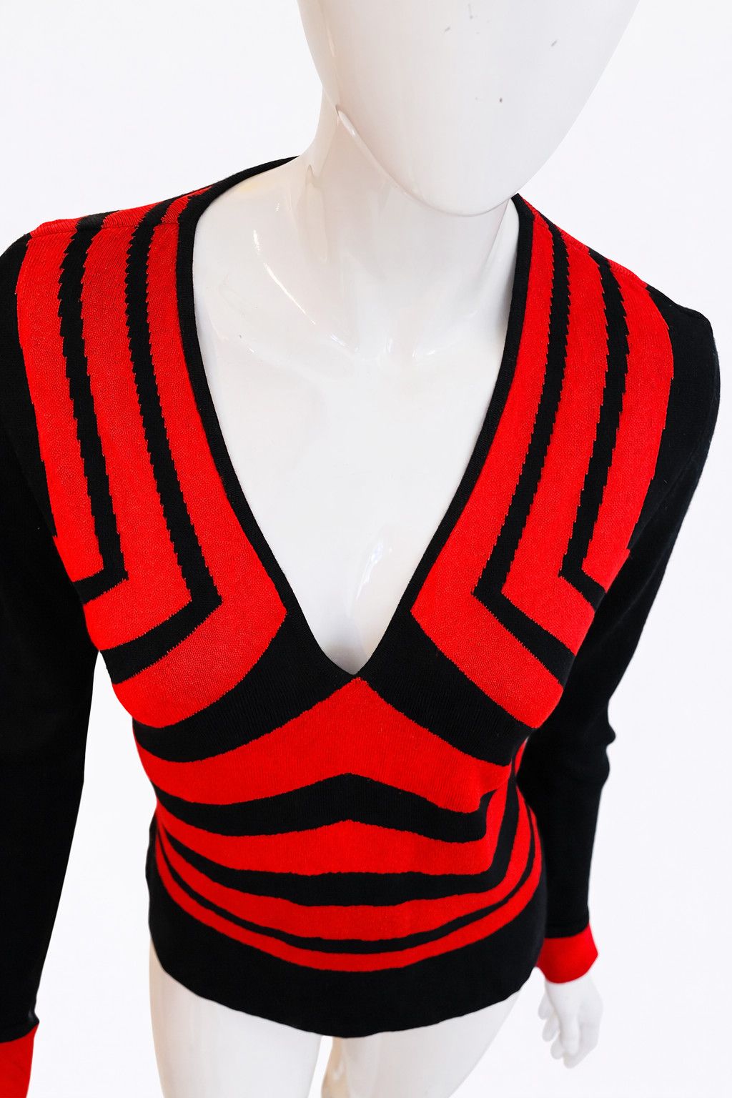 Thierry Mugler Thierry Mugler Couture 2001 F/W Red Black Striped Top Size M / US 6-8 / IT 42-44 - 4 Thumbnail