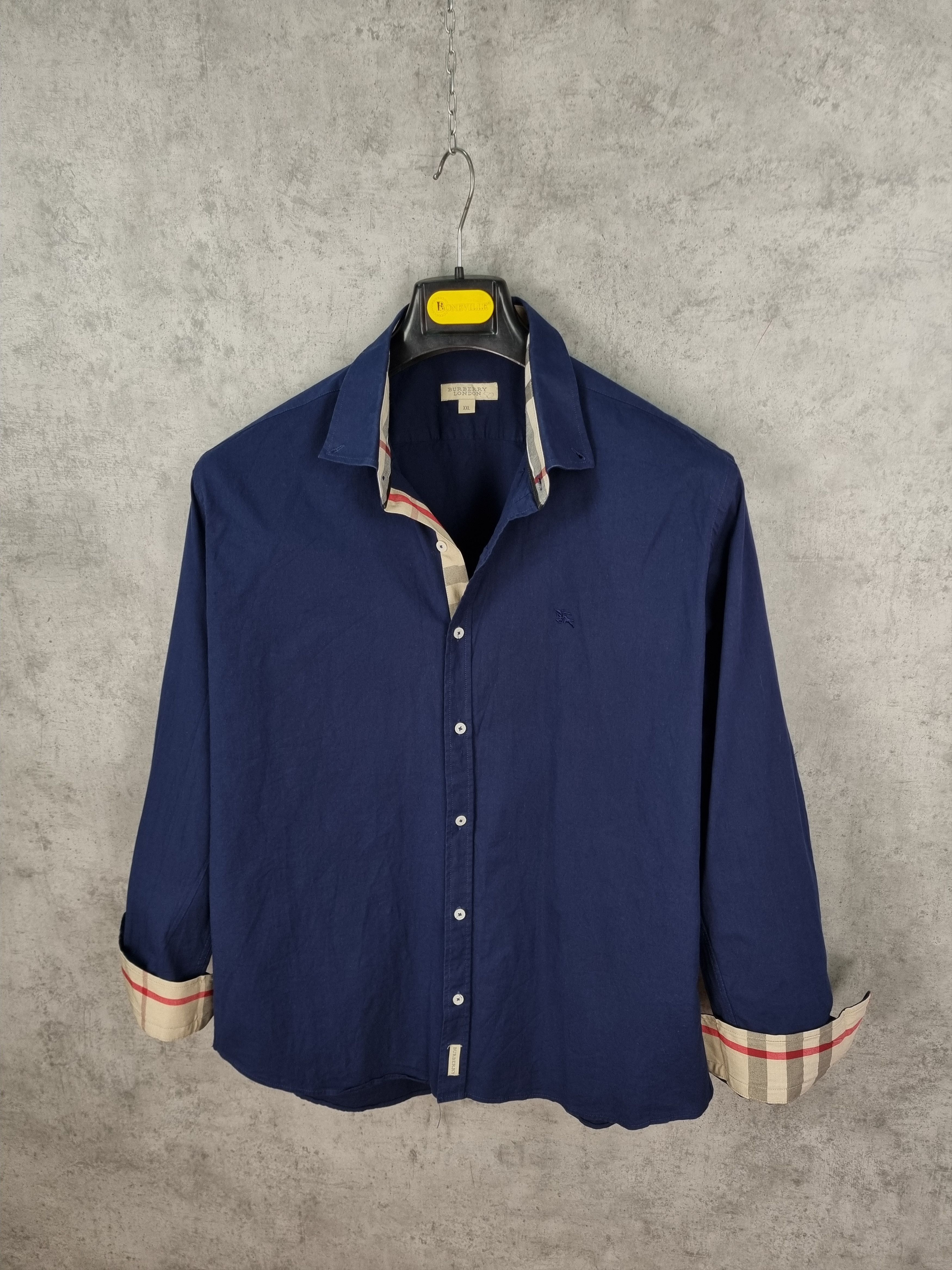 Burberry × Burberry Prorsum Burberry Navy Cotton Longsleeve Shirt Nova Check Size US L / EU 52-54 / 3 - 3 Thumbnail