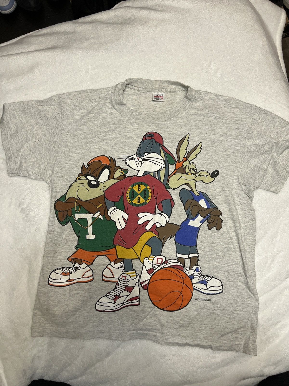 Image of Vintage 1993 Looney Tunes Bugs Bunny T-Shirt in Grey, Men's (Size XL)