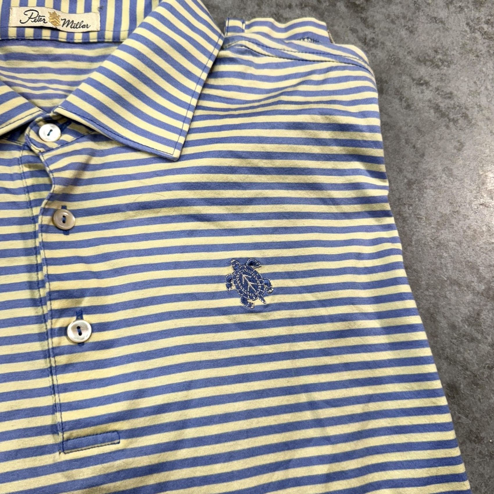 Peter Millar Peter Millar Polo Shirt Mens XL Striped Double Mercerized Golf blue yellow Polo Shirt Mens XL Striped Blue Yellow Size US XL / EU 56 / 4 - 4 Thumbnail