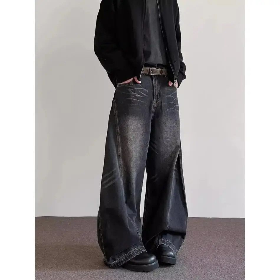 Japanese Brand Retro loose wide leg straight leg jeans Size US 32 / EU 48 - 6 Thumbnail