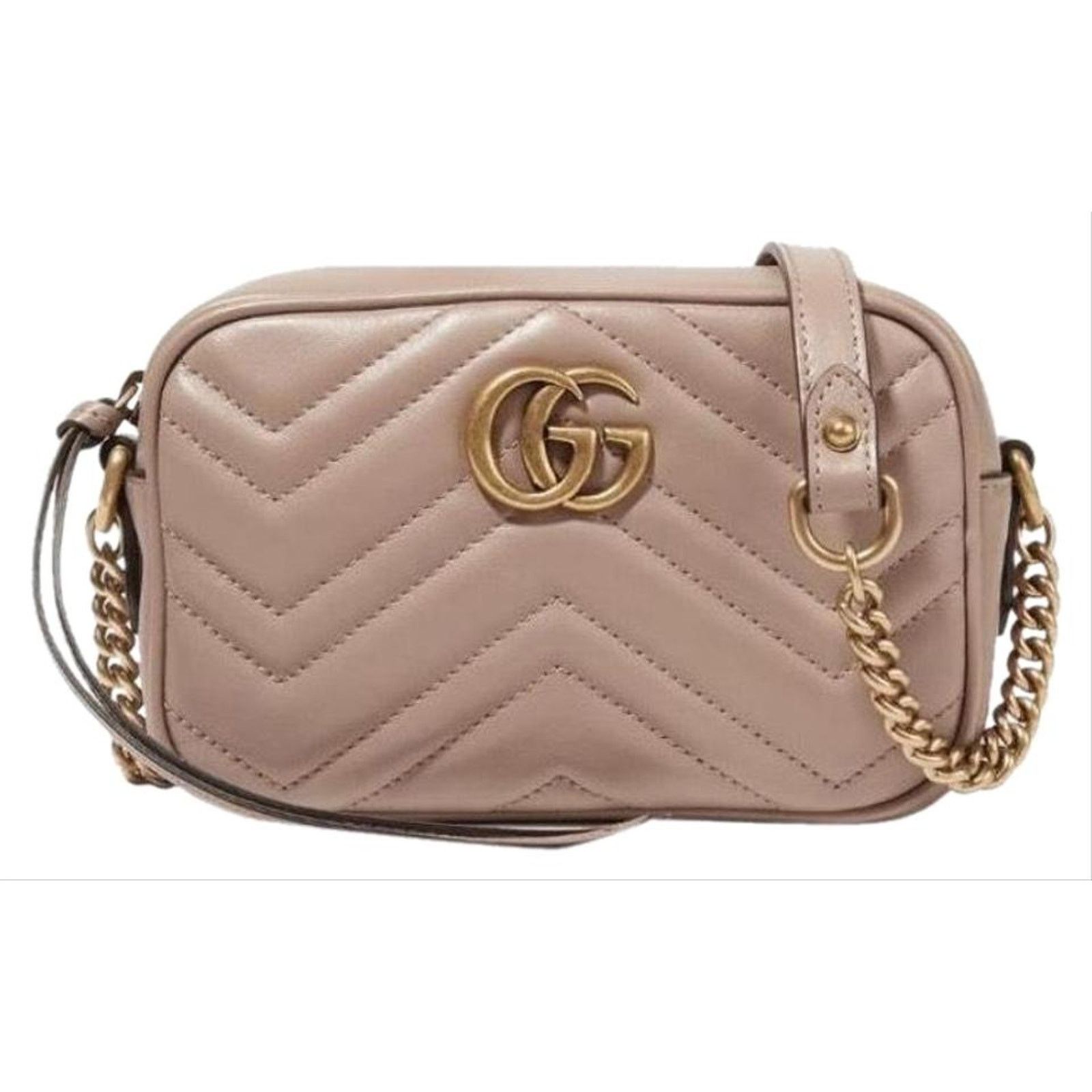 Gucci Marmont Mini Quilted Leather Camera Bag in Beige, Women's