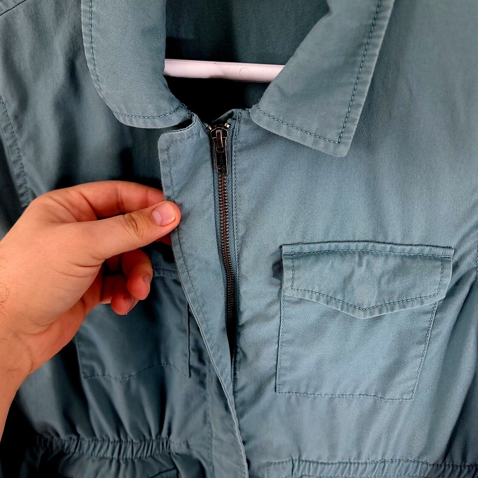 Ann Taylor Ann Taylor Loft Teal 4 Pocket Front Jacket Collared Full Zip Size M / US 6-8 / IT 42-44 - 6 Thumbnail