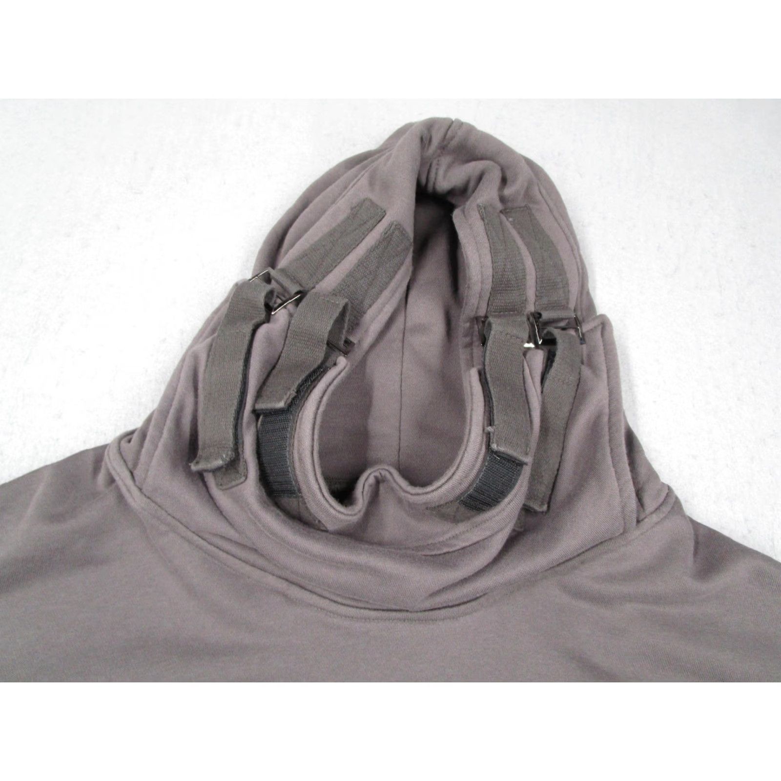 Vintage Jiye Heavy Industry Hoodie Mens Large Gray Strap Buckle Hood Cotton Techwear Size US L / EU 52-54 / 3 - 2 Thumbnail