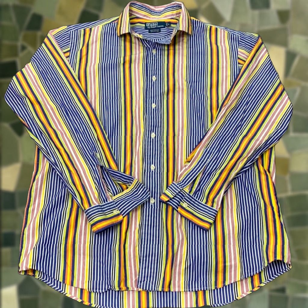 Polo Ralph Lauren VTG Polo Ralph Lauren Westerton Mens Shirt L Striped Blue Colorful Size US L / EU 52-54 / 3 - 1 Thumbnail