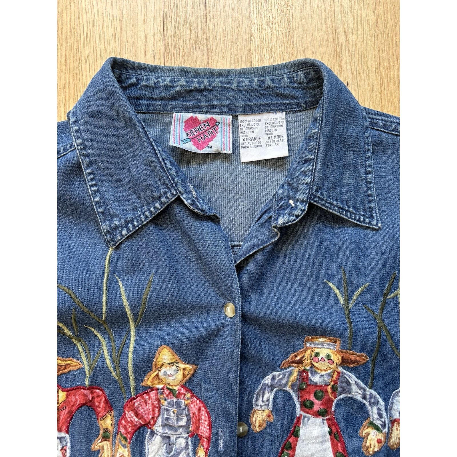 Other Womens Sz XL Karen Scott Denim Shirt Autumn Embroidered Size XL / US 12-14 / IT 48-50 - 7 Thumbnail