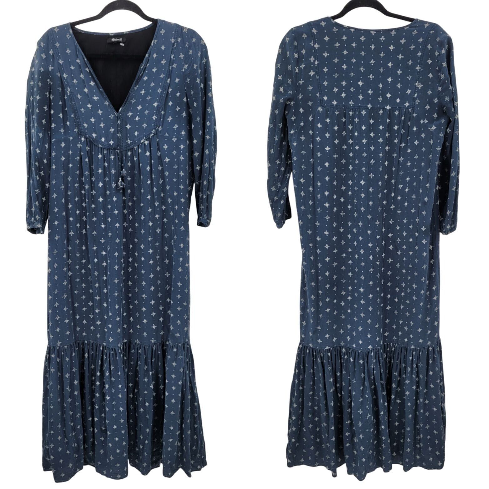 Madewell Madewell Womens Silk Medallion Dot Maxi Dress Blue Sz 4 Tier Size S / US 4 / IT 40 - 1 Thumbnail