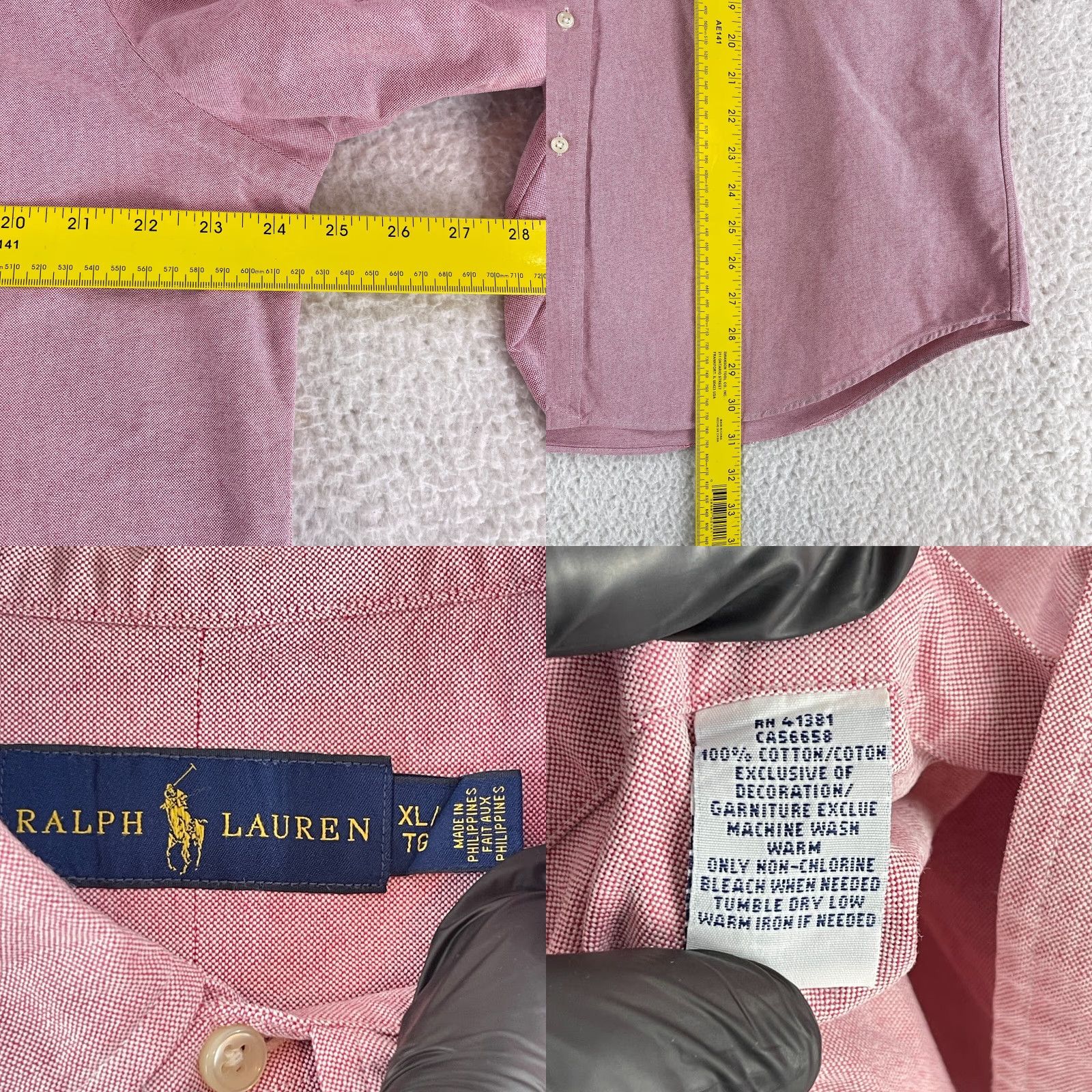 Ralph Lauren Ralph Lauren Button-Down Dress Shirt Mens XL Red Long Sleeve 100% Cotton Size 46R - 8 Thumbnail