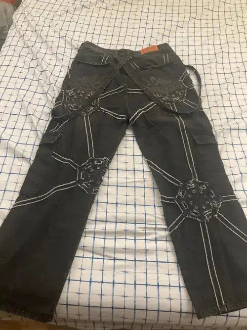 Designer × Japanese Brand goth punk straight cargo jeans Size US 30 / EU 46 - 3 Thumbnail