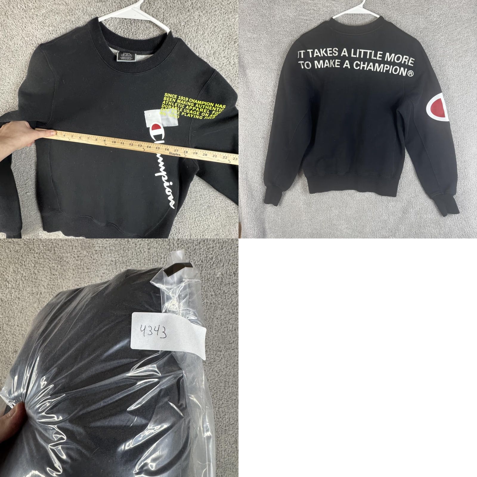 Champion Champion Sweatshirt Mens Small Black Fleece Crewneck Graphic Pullover Logo Size US S / EU 44-46 / 1 - 8 Thumbnail