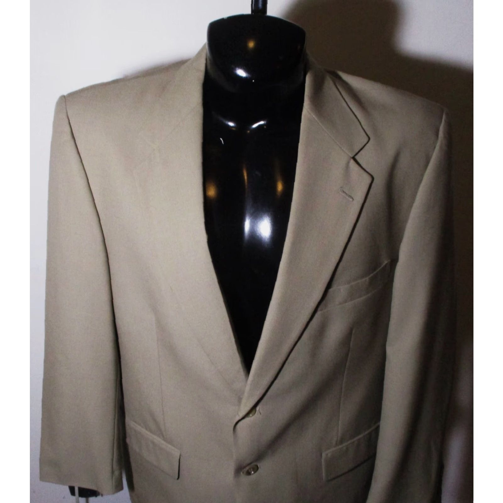 Evan Picone VINTAGE Evan Picone Tan Wool 2 Piece Suit Men's 44 Long 38X32 Brown Solid 2pc Size 44R - 3 Thumbnail