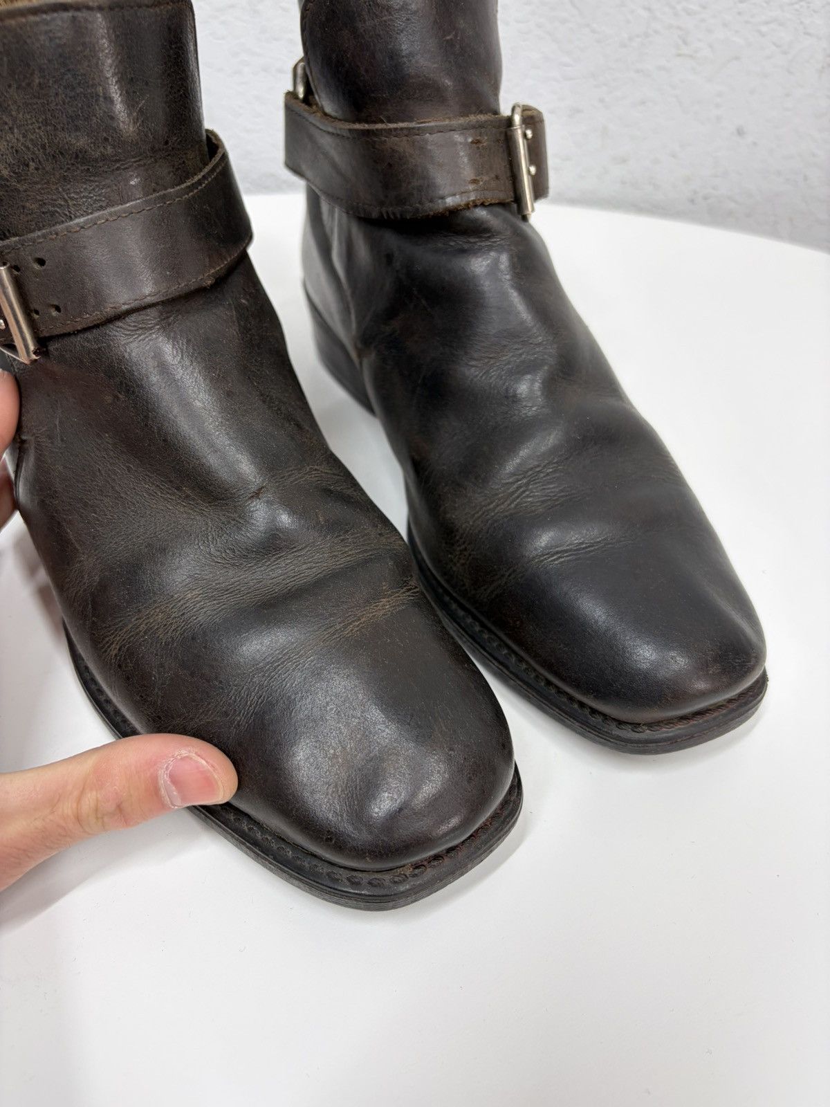 If Six Was Nine Vintage Y2K Brown Leather Side Zip Boots Guidi Marsell Style Size US 7.5 / EU 40-41 - 9 Thumbnail