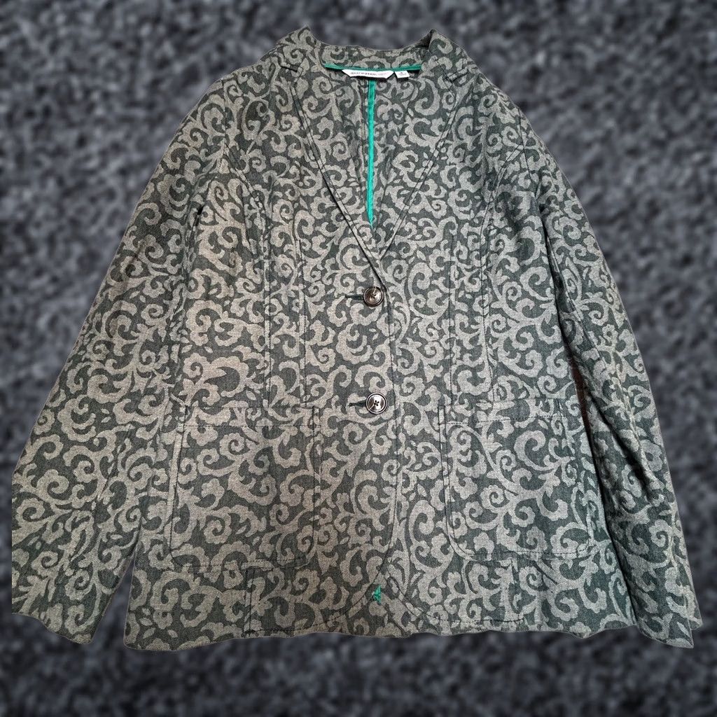 Isaac Mizrahi Isaac Mizrahi Live Blazer Jacket Single-Breasted Damask Green Size 8 Women’s Short Sleeve Button Front Workwear Shirt 8 Mens? Size M / US 6-8 / IT 42-44 - 1 Thumbnail