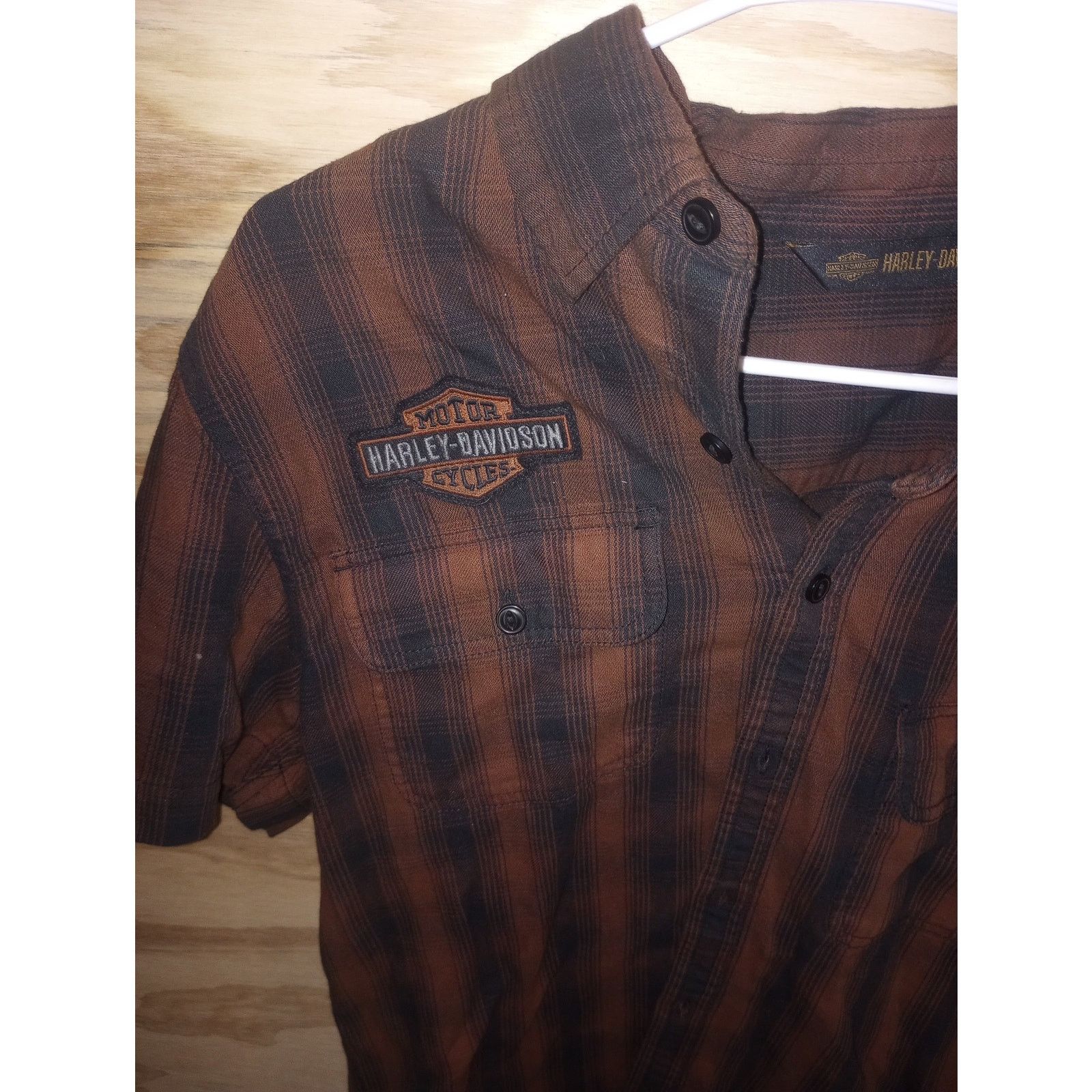 Harley Davidson Men's Harley Davidson Plaid Logo Polo Button Up Medium Size US M / EU 48-50 / 2 - 4 Thumbnail