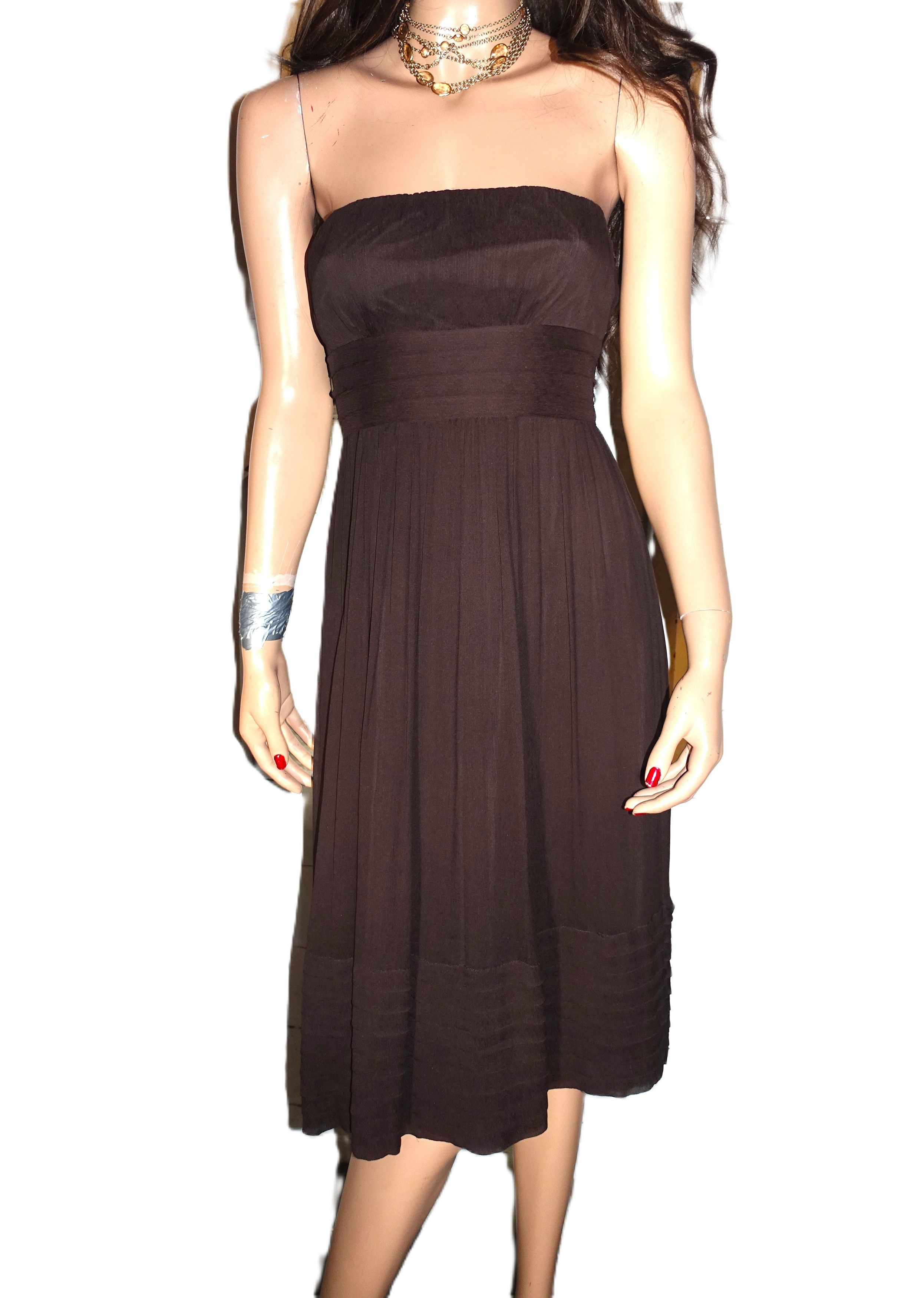 J.Crew J. Crew Brown Silk Strapless Dress 2 Size XS / US 0-2 / IT 36-38 - 8 Thumbnail