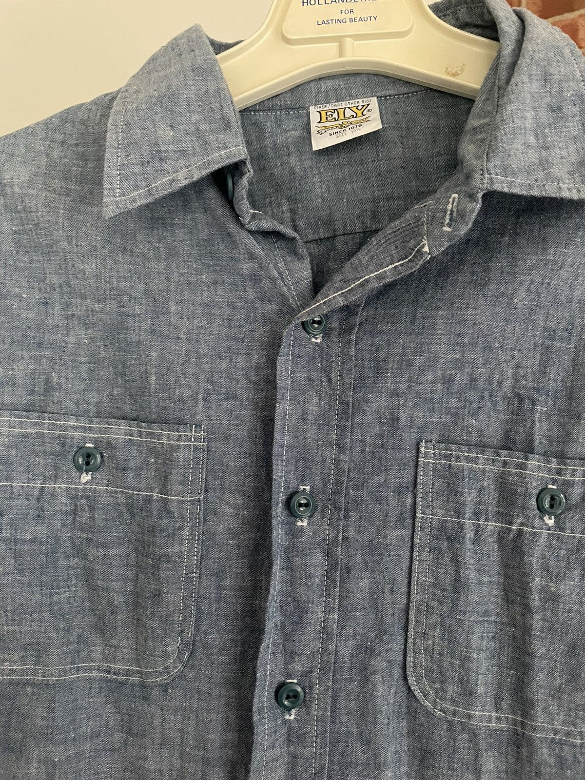 Vintage ELY Made in U.S.A Chambray work shirt 16 1/2 Size US L / EU 52-54 / 3 - 2 Thumbnail