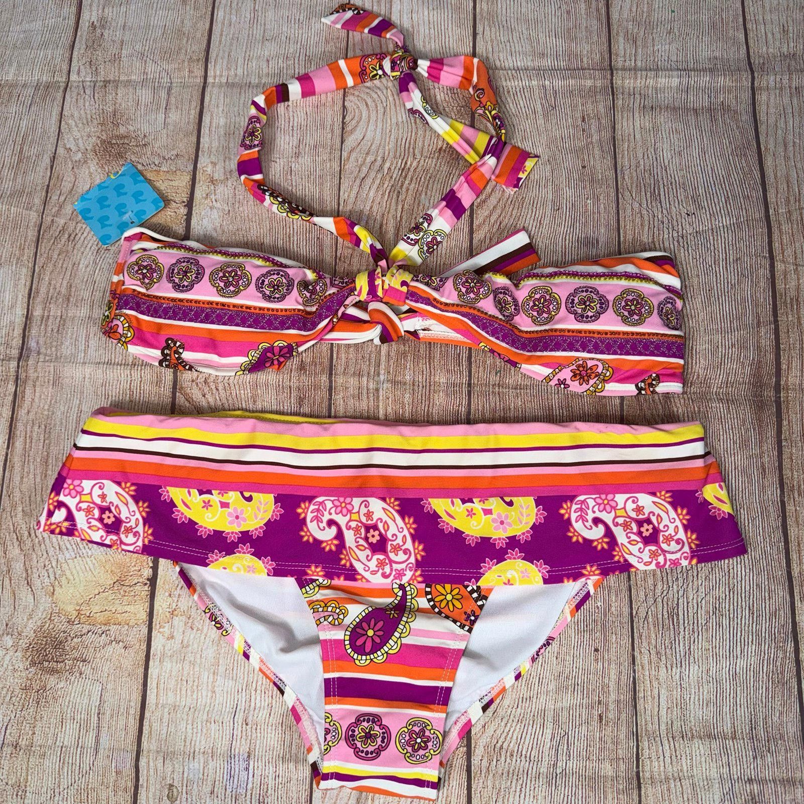 Other No Boundaries Juniors XL Paisley Striped Bikini NWT Size ONE SIZE - 1 Thumbnail