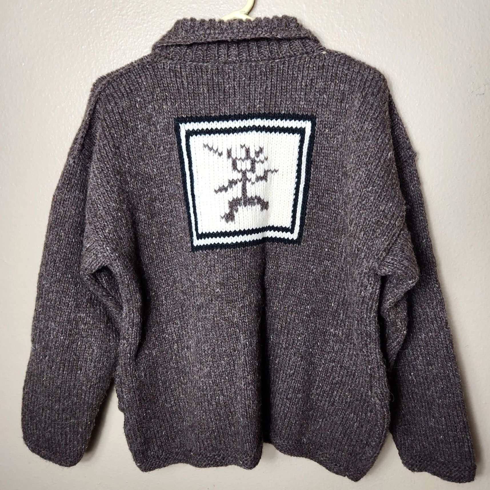 Vintage VINTAGE Coraza Crafts Cardigan |L| 100% Wool Brown VTG Hand Knit Equador Handknit Size L / US 10 / IT 46 - 6 Thumbnail