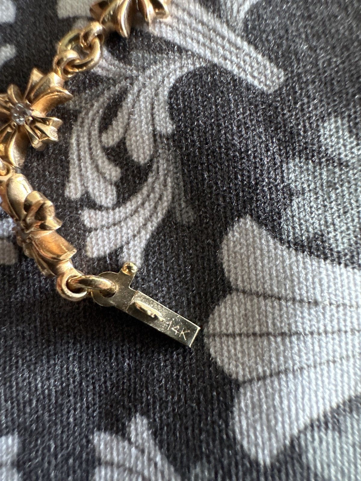 Chrome Hearts Chrome Hearts Tiny E Bracelet 22k Gold with Diamonds Size ONE SIZE - 6 Thumbnail