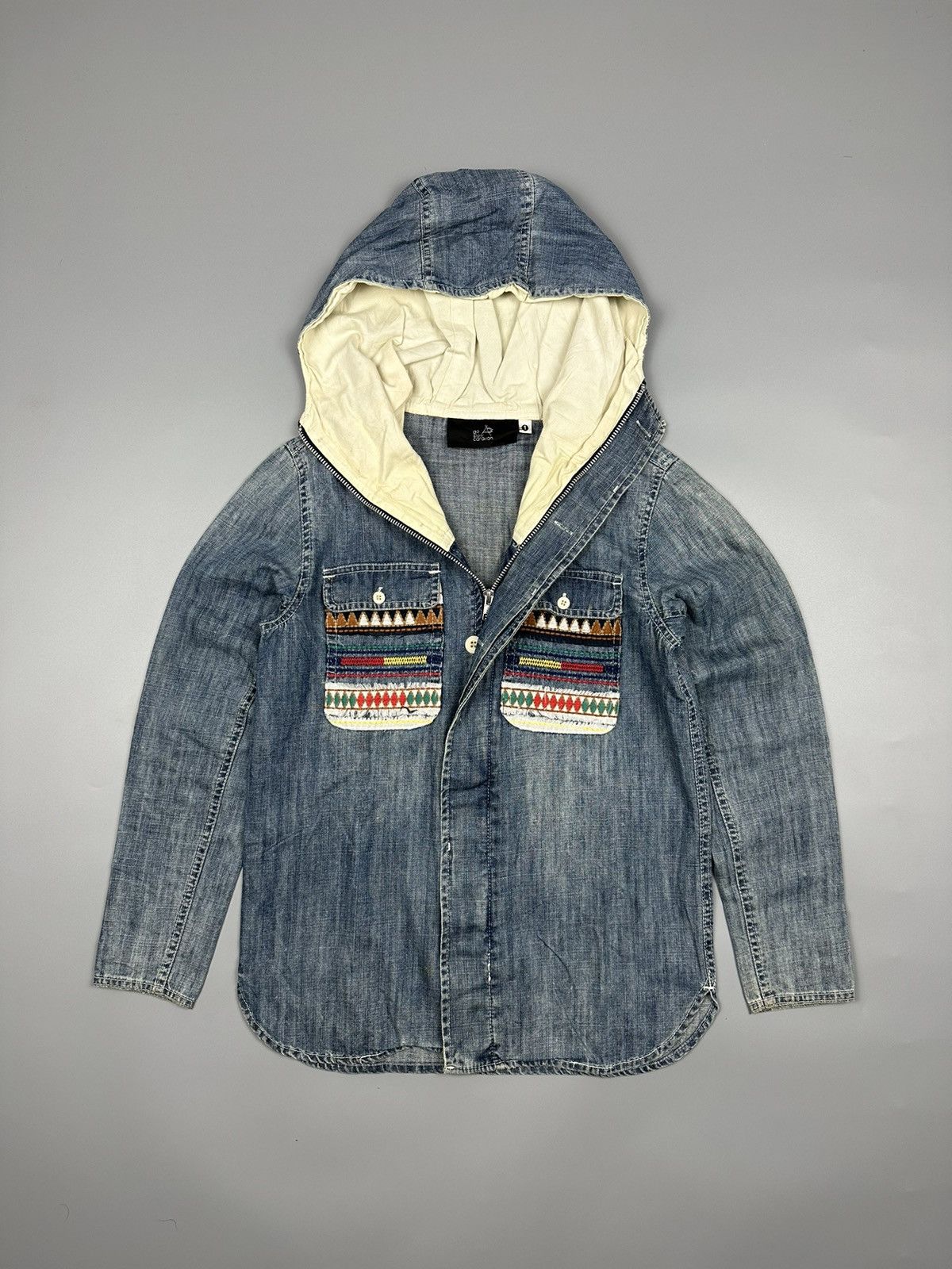 VINTAGE GO SLOW CARAVAN DENIME ZIPPER HOODIE